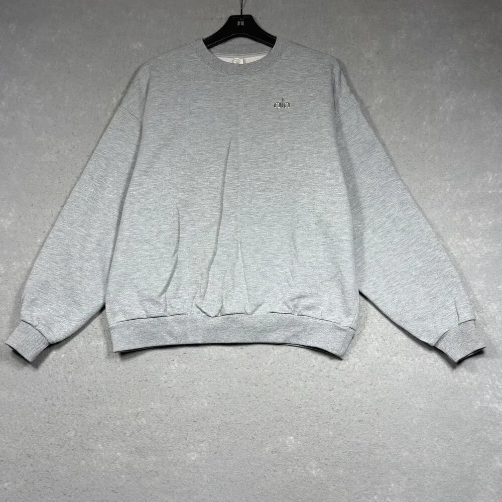 Alo Yoga Accolade Crew Neck Pullover Medium Heather Grey Long Sleeve Sweater